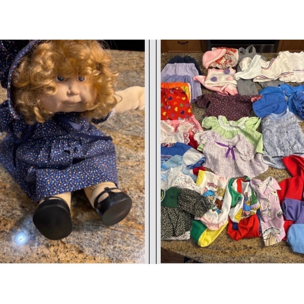 Vintage Cabbage Patch Kids Doll and Large Clothes Lot with Birth Certificates
